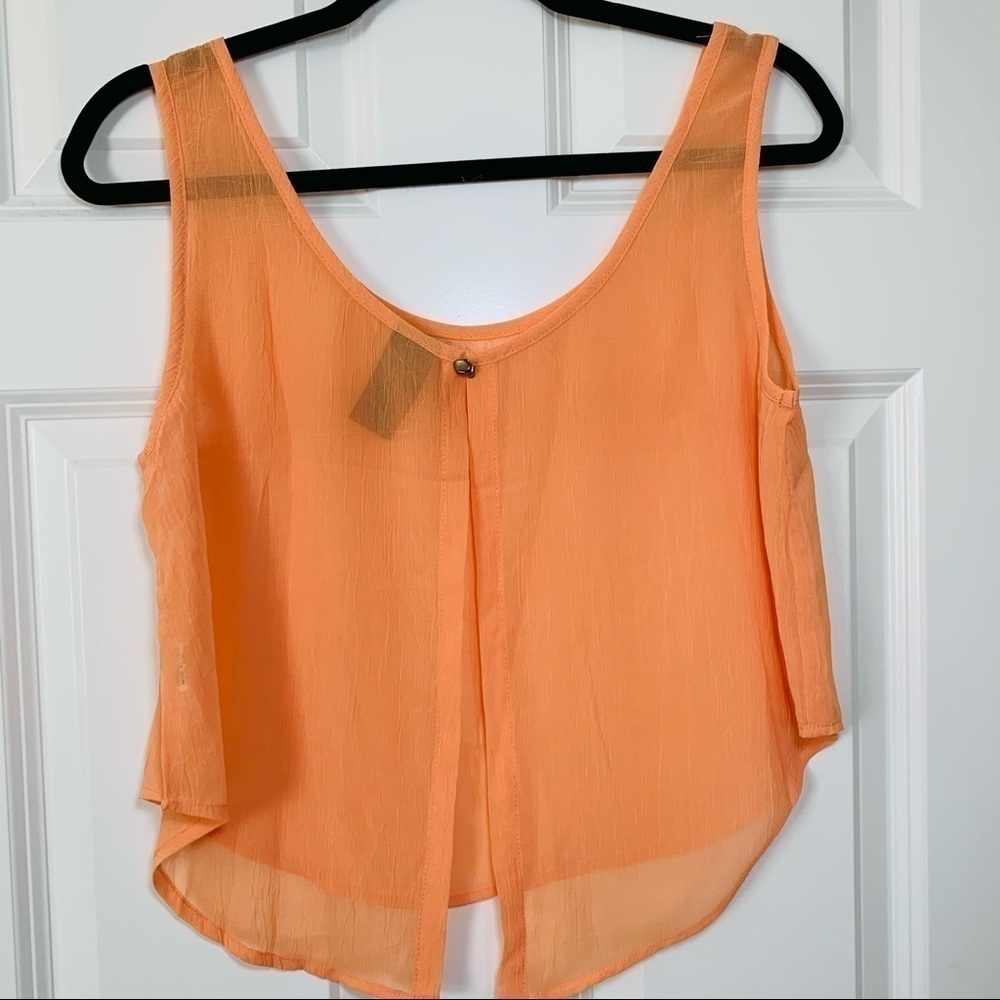 Sac’e open back sheer top w/ single button - Picture 1 of 8